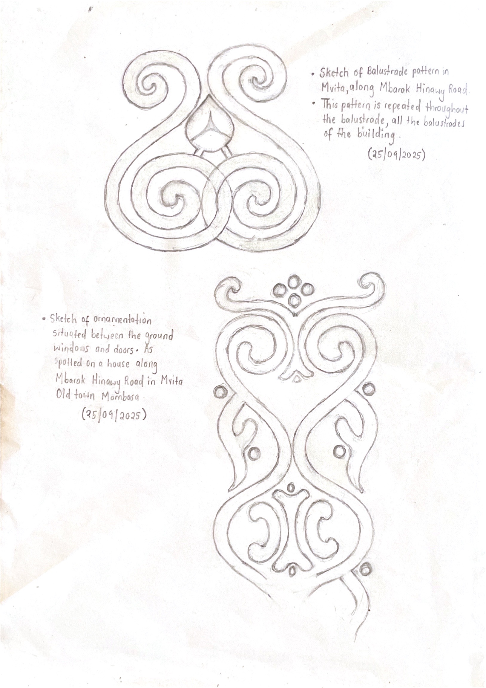 Measured Drawing - Balustrade Sketch Mvita